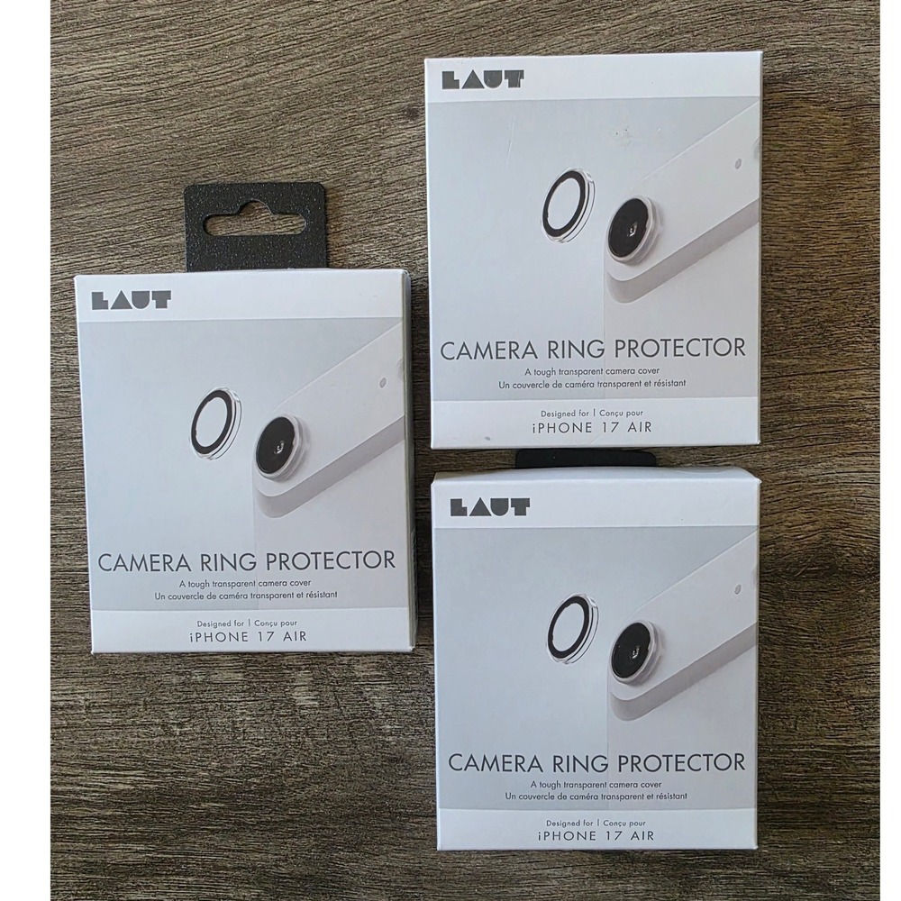 LAUT Camera Ring Protector for iPhone 17 Air 9H Tempered Glass 3 Pack Clear